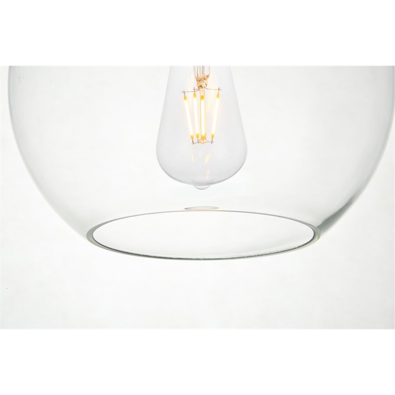 Living District Baxter 1-Light Metal & Glass Pendant in Black/Clear