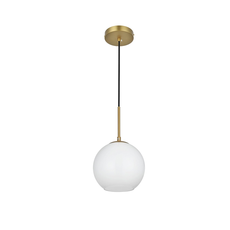 Living District Baxter 1-Light Metal Pendant in Black and Frosted White Finish
