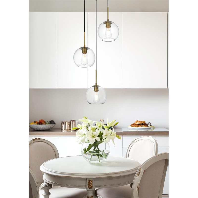 Living District Baxter 3-Light Metal Pendant in Black & Clear Finish