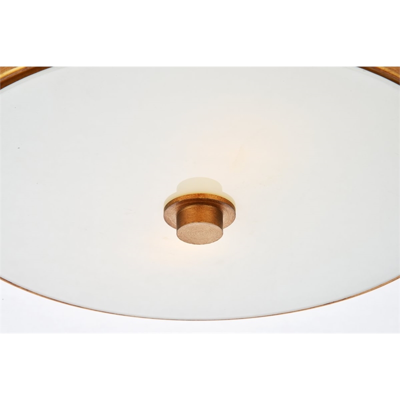 Living District Hazen 2-Light Metal Flush Mount in Vintage Gold/Frosted White
