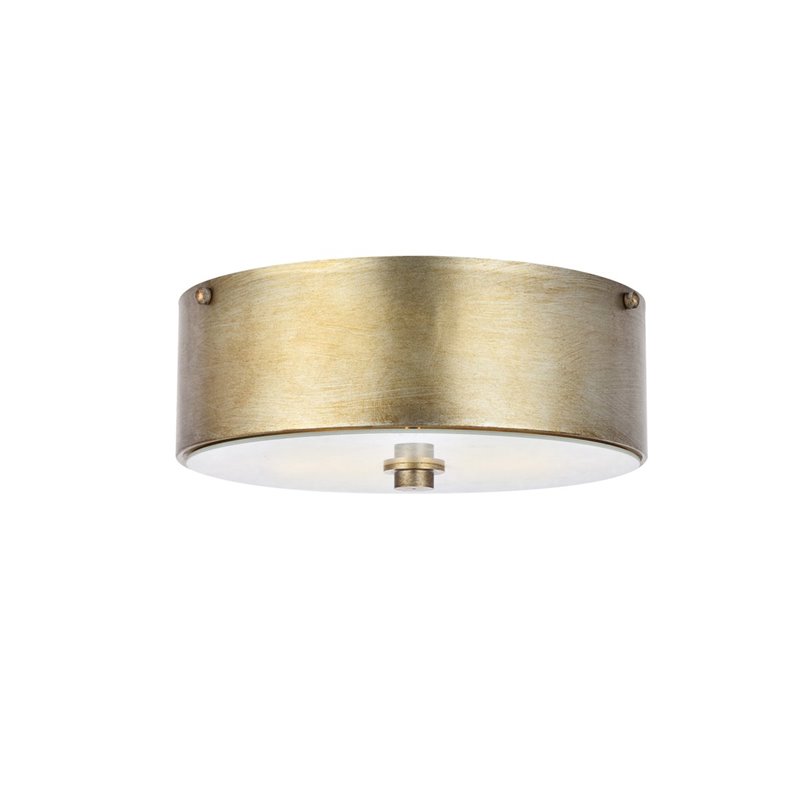 Living District Hazen 2-Light Metal Flush Mount in Vintage Silver/Frosted White