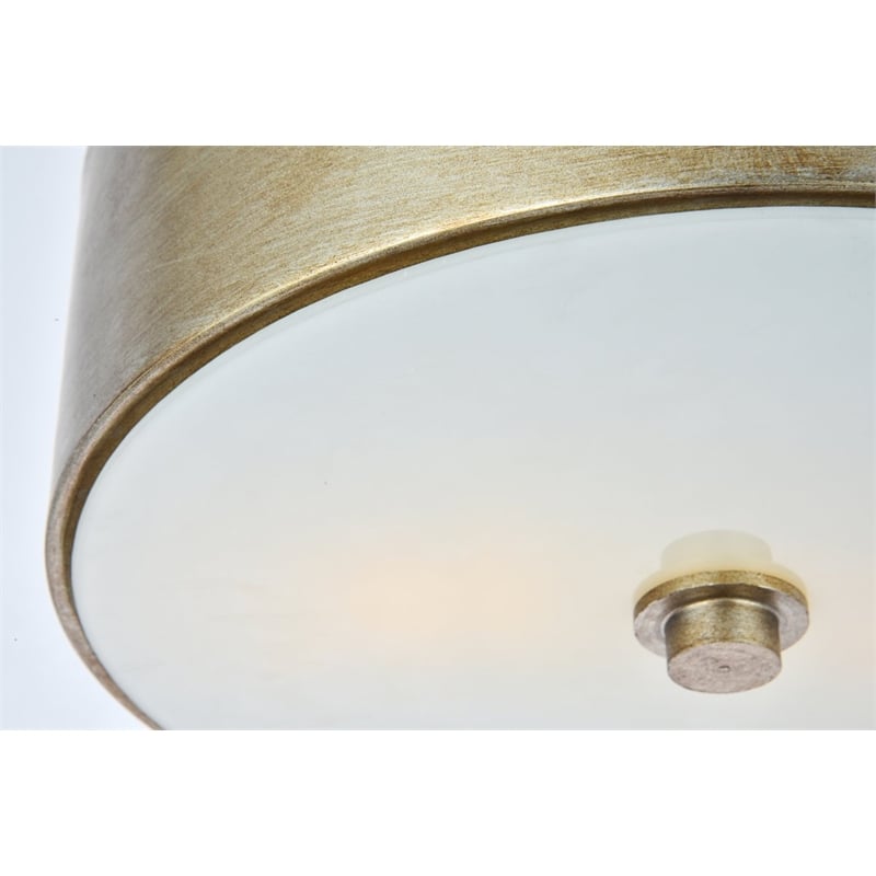 Living District Hazen 2-Light Metal Flush Mount in Vintage Silver/Frosted White