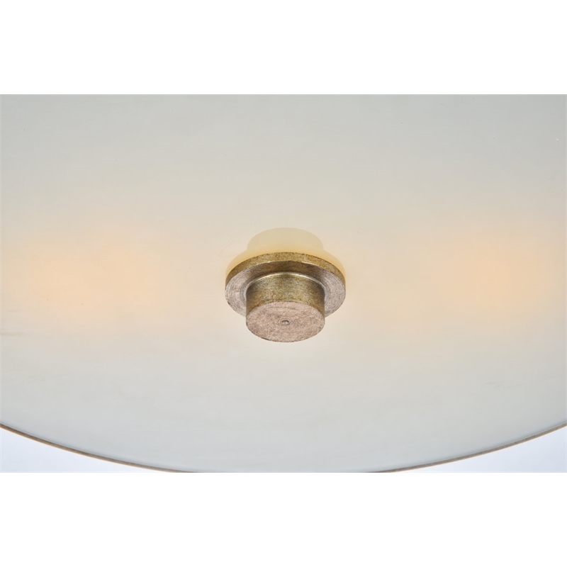 Living District Hazen 2-Light Metal Flush Mount in Vintage Silver/Frosted White