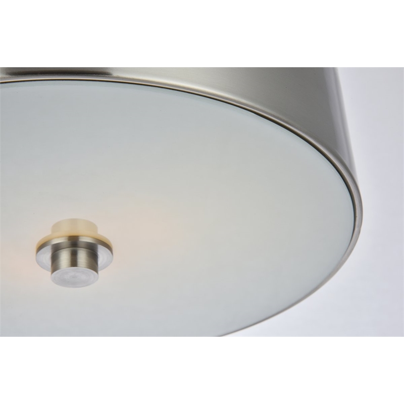 Living District Hazen 2-Light Metal Flush Mount in Burnished Nickel/White