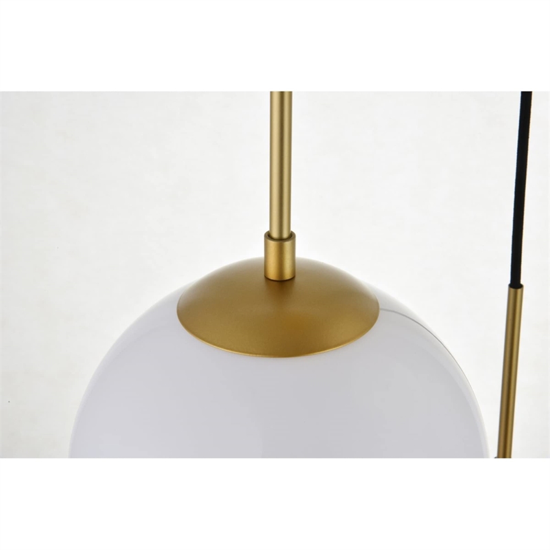 Living District Baxter 3-Light Metal Pendant in Brass and Frosted White Finish
