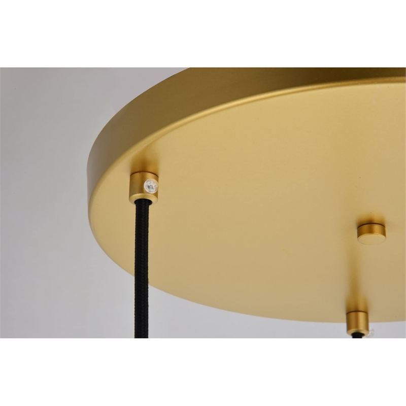 Living District Baxter 3-Light Metal Pendant in Brass and Frosted White Finish