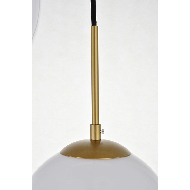 Living District Baxter 3-Light Metal Pendant in Brass and Frosted White Finish
