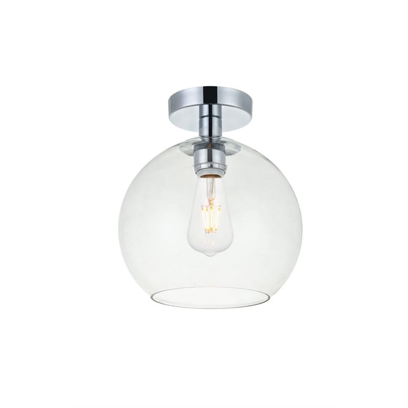 Living District Baxter 1-Light Metal Flush Mount in Chrome and Clear