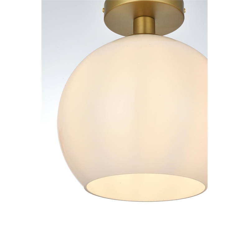 Living District Baxter 1-Light Metal Flush Mount in Black/Frosted White
