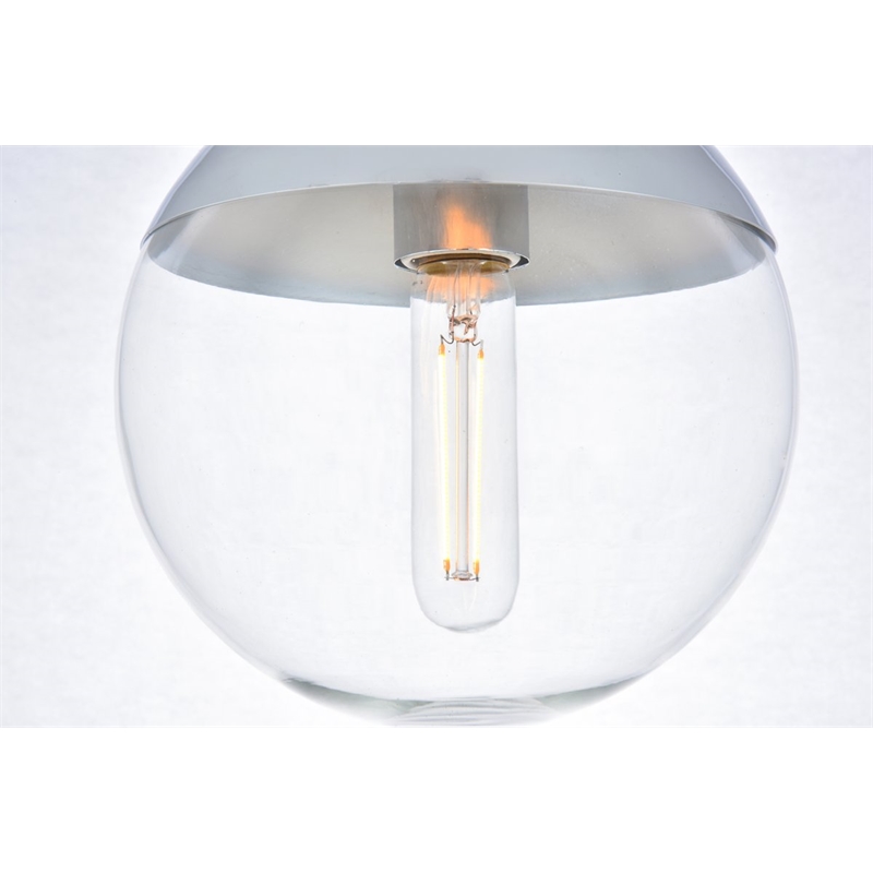 Living District Eclipse 1-Light Metal & Glass Pendant in Chrome/Clear