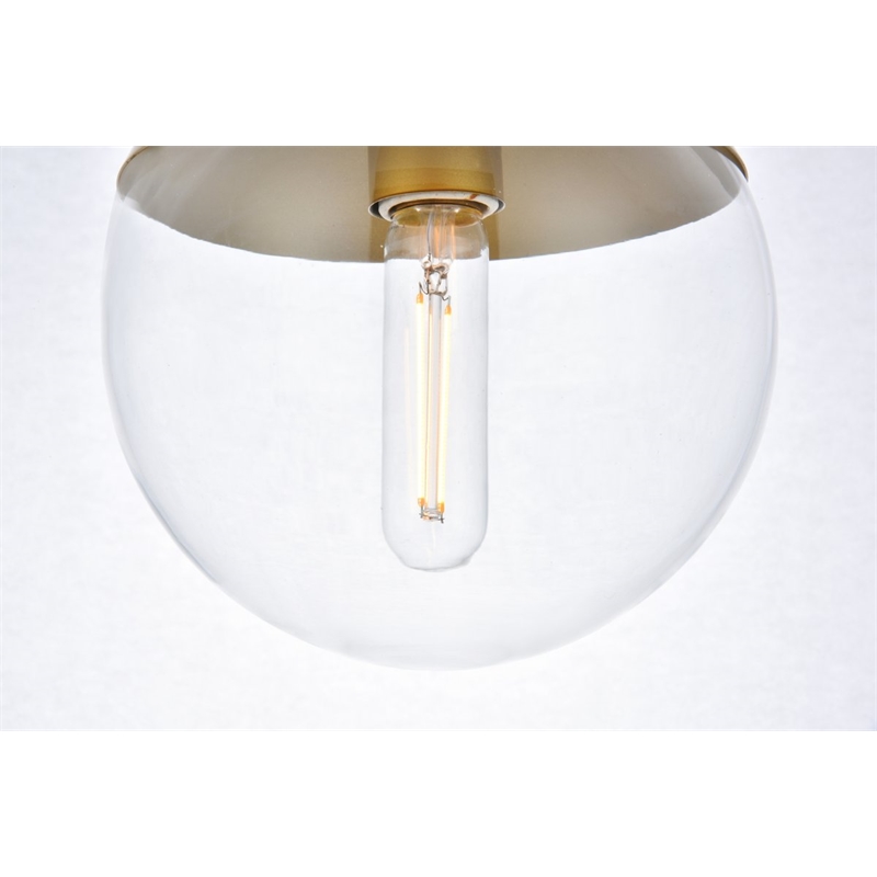 Living District Eclipse 1-Light Metal & Glass Pendant in Brass and Clear