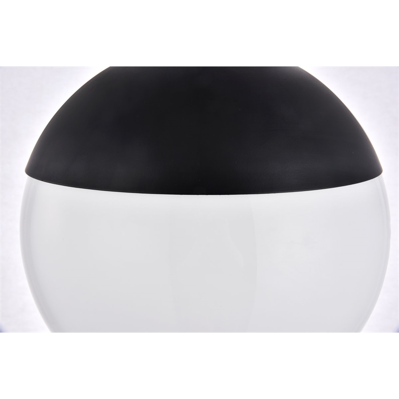 Living District Eclipse 1-Light Metal & Glass Pendant in Black/Frosted White