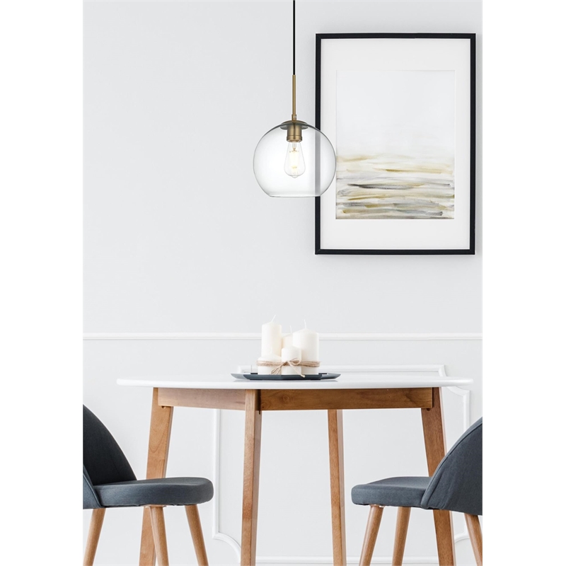 Living District Baxter 1-Light Metal Pendant - Brass and Clear Finish