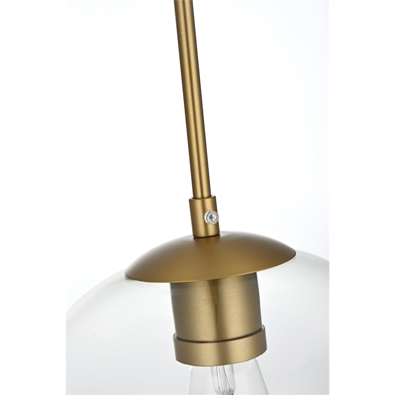 Living District Baxter 1-Light Metal Pendant - Brass and Clear Finish