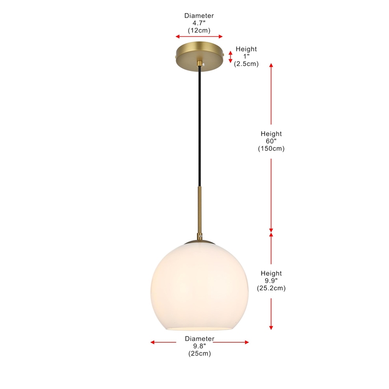 Living District Baxter 1-Light Metal Pendant - Black and Frosted White Finish
