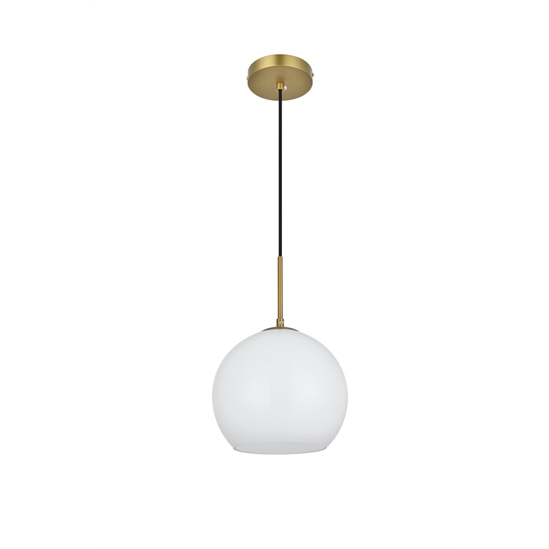 Living District Baxter 1-Light Metal Pendant in Brass & Frosted White