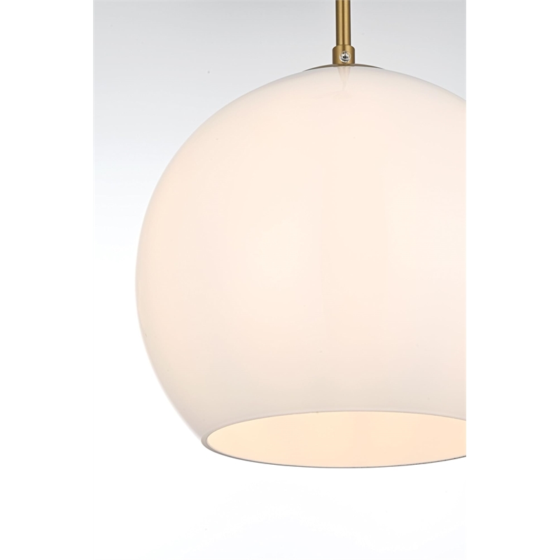 Living District Baxter 1-Light Metal Pendant in Brass & Frosted White