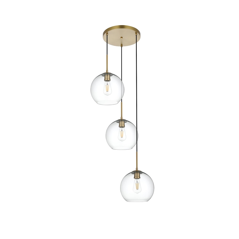 Living District Baxter 3-Light Metal Pendant in Black and Clear