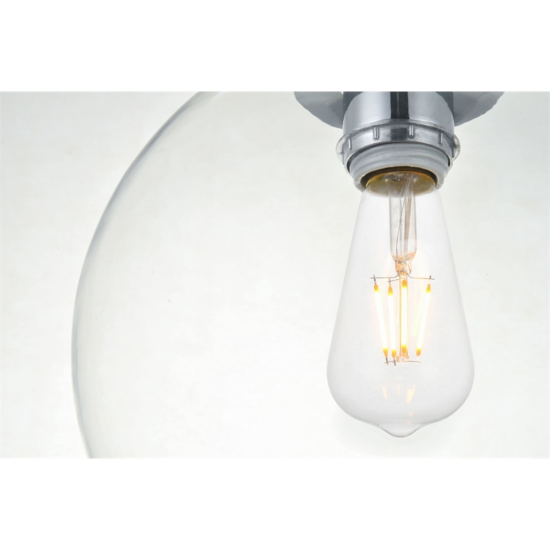 Living District Baxter 3-Light Metal Pendant in Chrome & Clear Finish