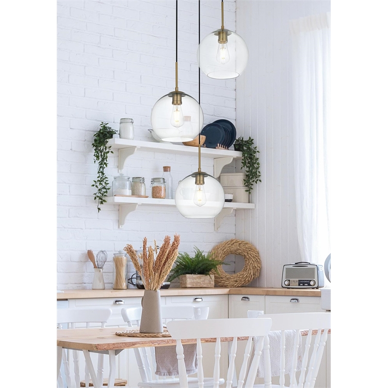Living District Baxter 3-Light Metal Pendant in Chrome & Clear Finish