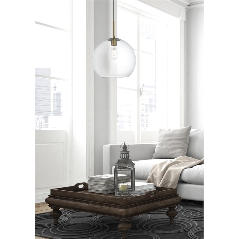Living District Baxter 1-Light Metal Pendant - Black & Clear Finish
