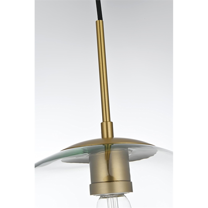 Living District Baxter 1-Light Metal Pendant in Brass & Clear Finish