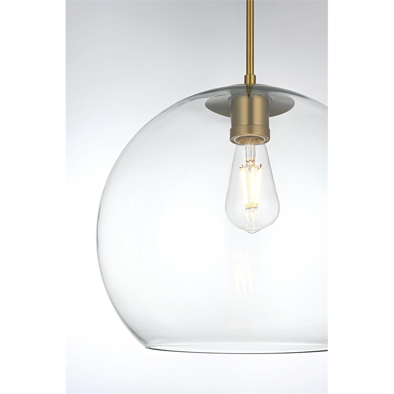 Living District Baxter 1-Light Metal Pendant in Brass & Clear Finish