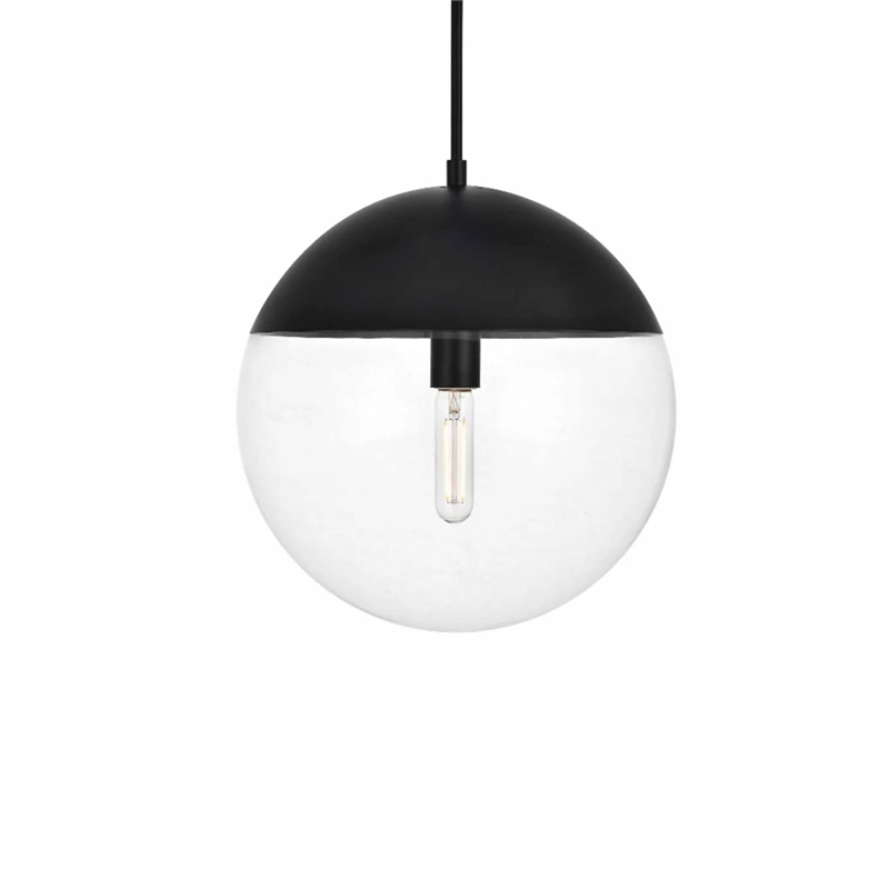 Living District Eclipse 1-Light Metal Pendant in Black and Clear