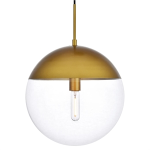 Living District Eclipse 1-Light Metal Pendant in Brass and Clear