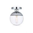 Living District Eclipse 1-Light Metal & Glass Flush Mount in Chrome/Clear