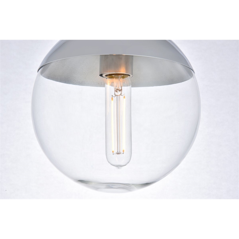 Living District Eclipse 1-Light Metal & Glass Flush Mount in Chrome/Clear