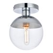 Living District Eclipse 1-Light Metal & Glass Flush Mount in Chrome/Clear