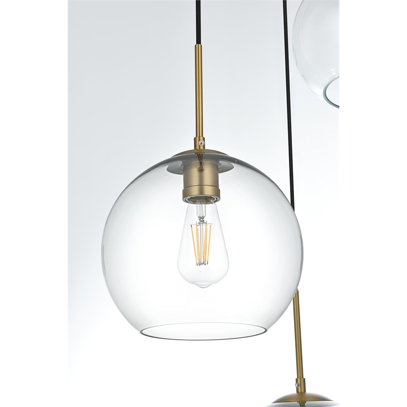 Living District Baxter 3-Light Metal Pendant in Brass & Clear Finish