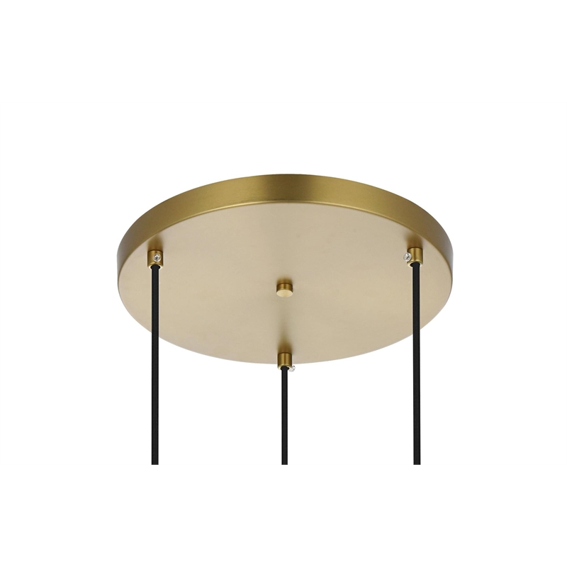 Living District Baxter 3-Light Metal Pendant in Brass & Clear Finish