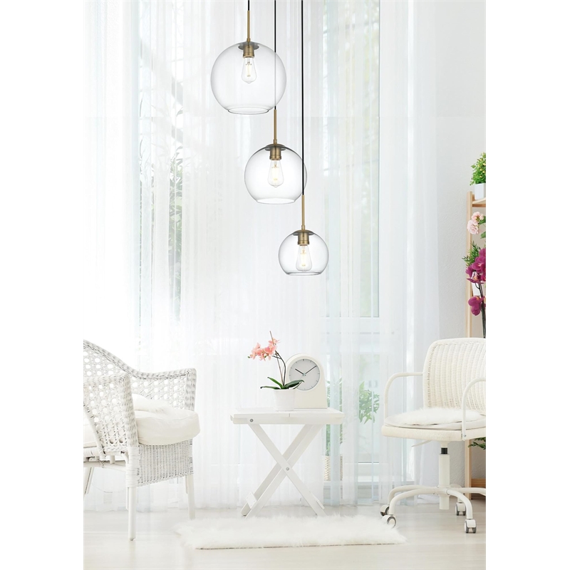 Living District Baxter 3-Light Metal Pendant in Chrome and Clear Finish