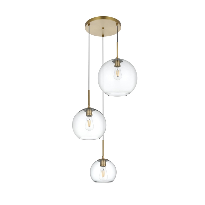 Living District Baxter 3-Light Metal Pendant in Chrome and Clear Finish