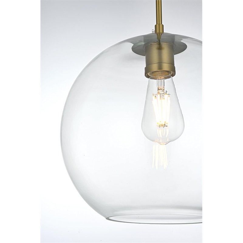 Living District Baxter 1-Light Metal Pendant in Black & Clear Finish