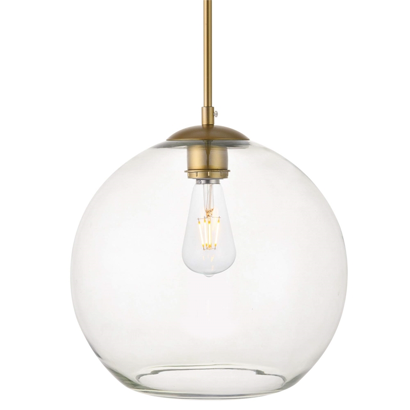 Living District Baxter 1-Light Metal Pendant in Brass and Clear
