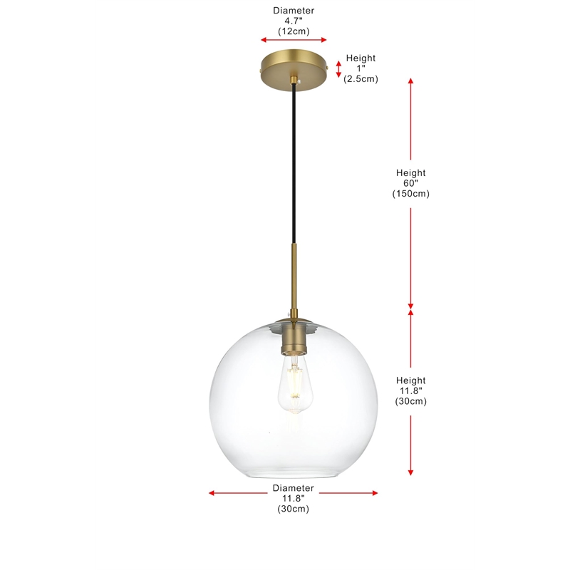 Living District Baxter 1-Light Metal Pendant in Brass and Clear