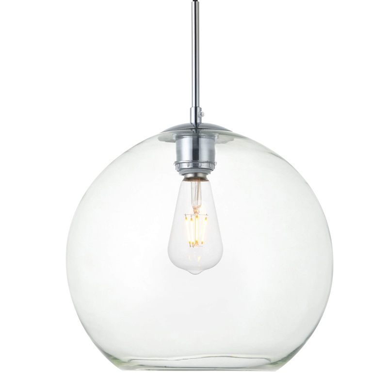 Living District Baxter 1-Light Metal Pendant in Chrome & Clear
