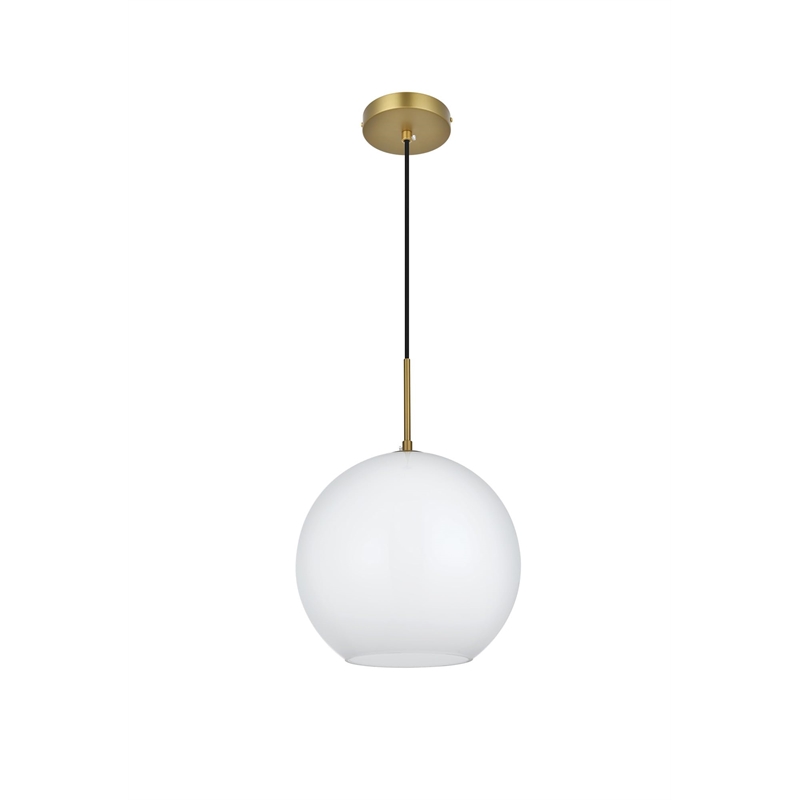 Living District Baxter 1-Light Metal Pendant in Brass and Frosted White