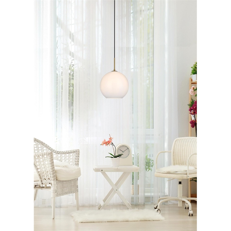 Living District Baxter 1-Light Metal Pendant in Chrome and Frosted White Finish