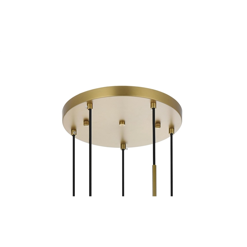 Living District Baxter 5-Light Metal Pendant in Brass and Clear Finish