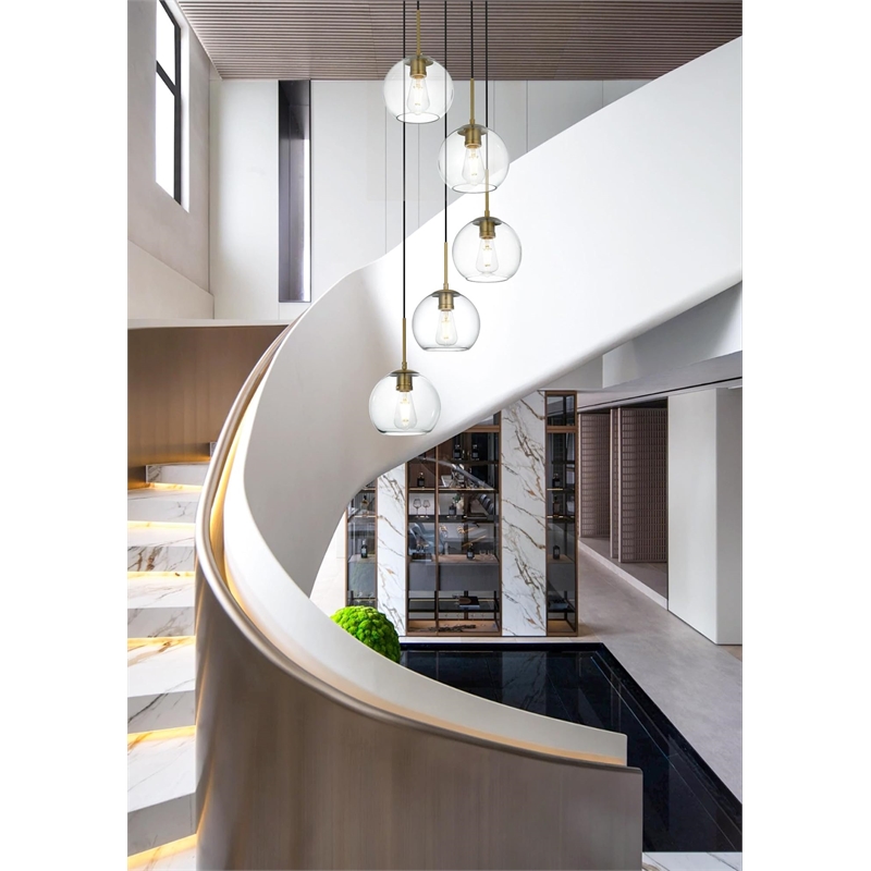 Living District Baxter 5-Light Metal Pendant in Chrome and Clear Finish