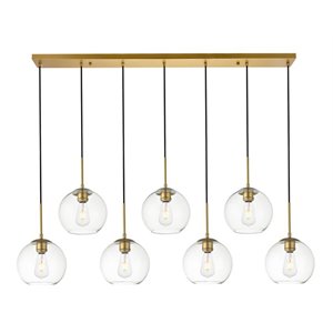 Living District Baxter 7-Light Metal & Glass Pendant in Brass/Clear