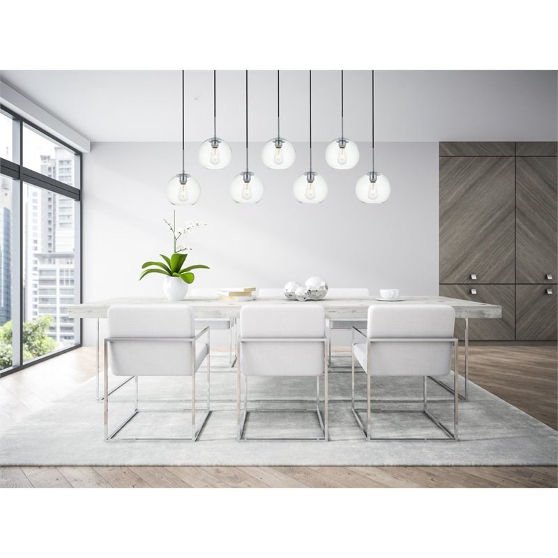 Living District Baxter 7-Light Metal & Glass Pendant in Chrome/Clear