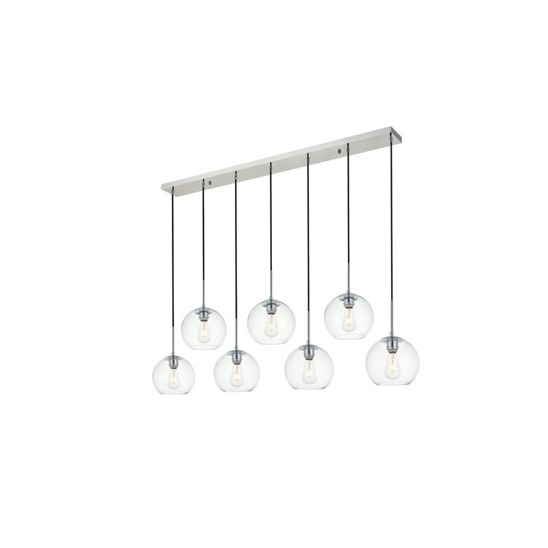 Living District Baxter 7-Light Metal & Glass Pendant in Chrome/Clear