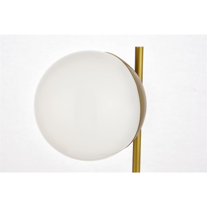 Living District Eclipse 1-Light Metal Table Lamp in Brass and Frosted White