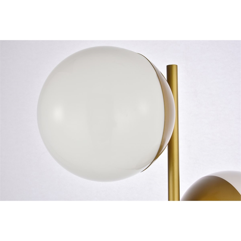Living District Eclipse 2-Light Metal & Glass Floor Lamp in Brass/Frosted White