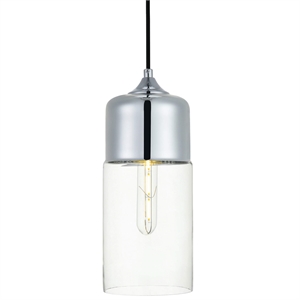 Living District Ashwell 1-Light Metal Pendant in Chrome and Clear